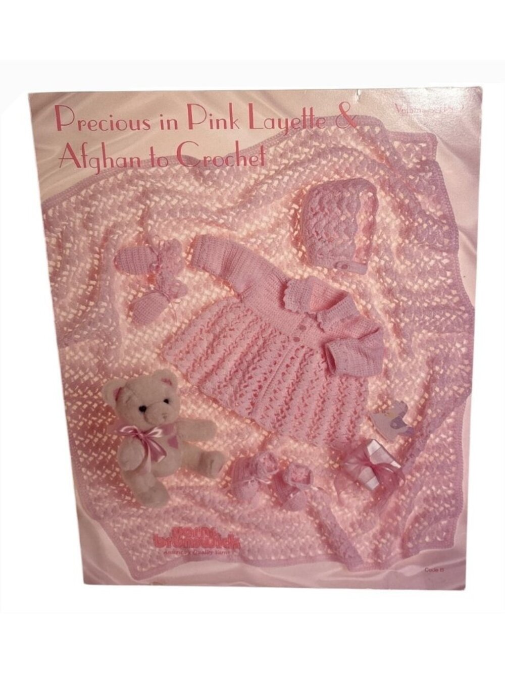 Precious In Pink Layette & Afghan Crochet Pattern Book 9418-2 Brunswick Yarns